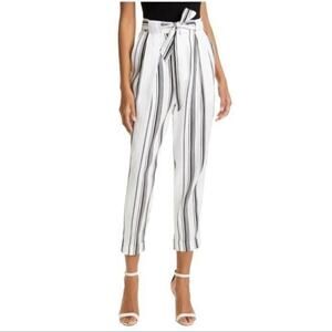 Ted Baker London NWT Women's Asherr White Striped Linen Cotton Belted Pants XXL